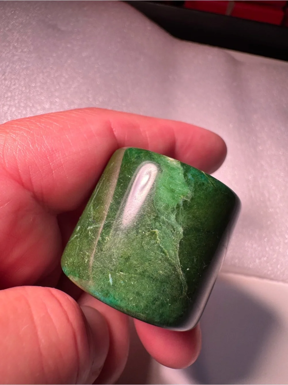 Polished Green Stone Wide Band Ring - Women Jewelry Rings